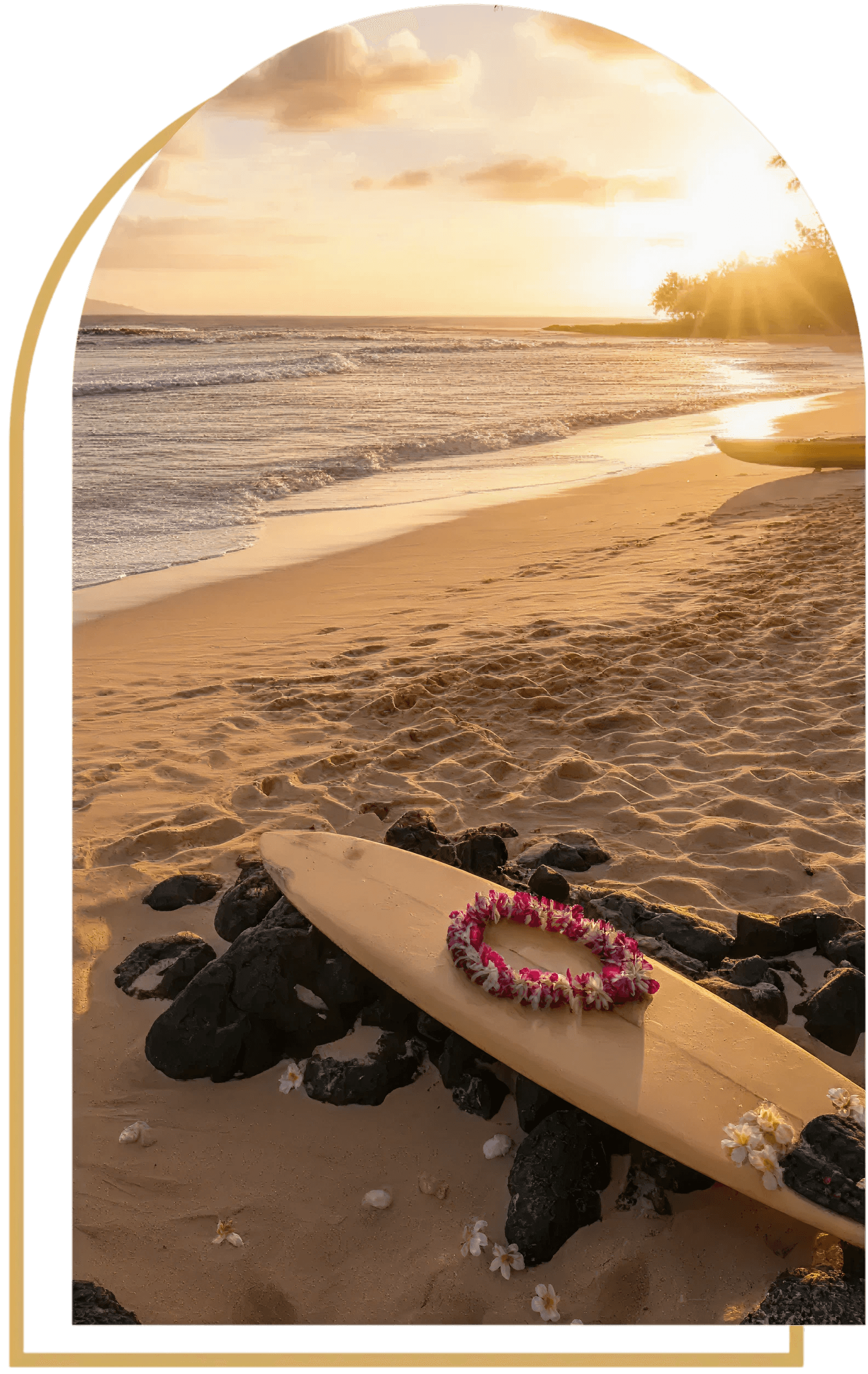 Surfboard and Hawaii scenery