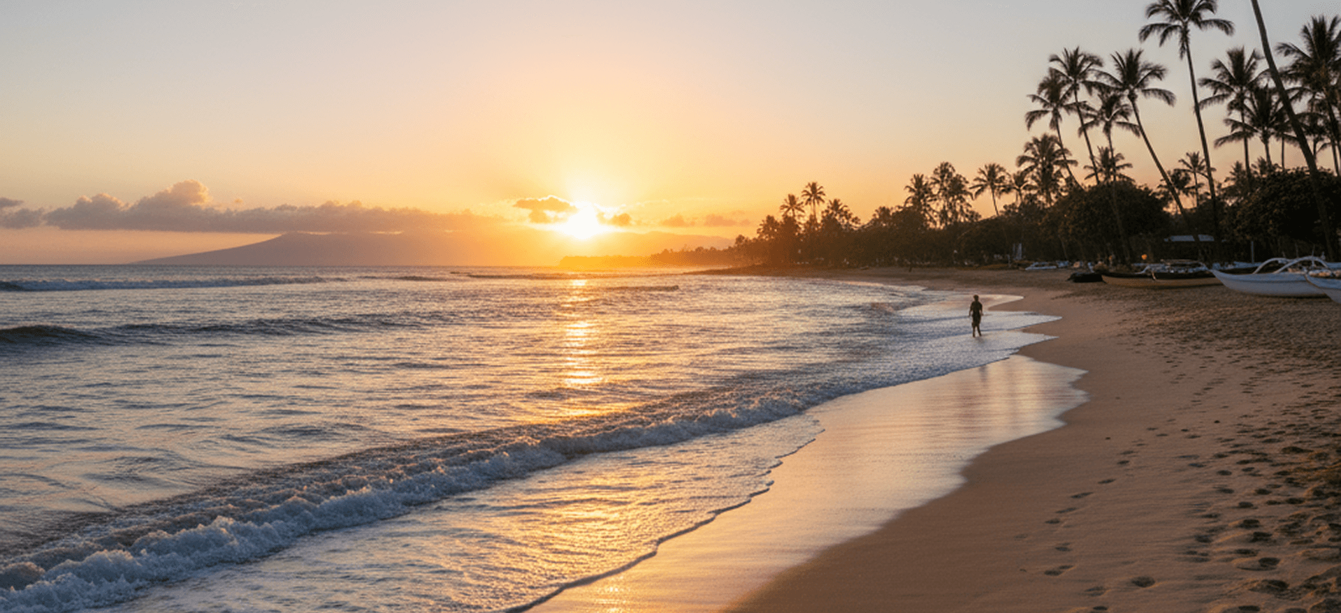 Hawaii sunset beach scenery
