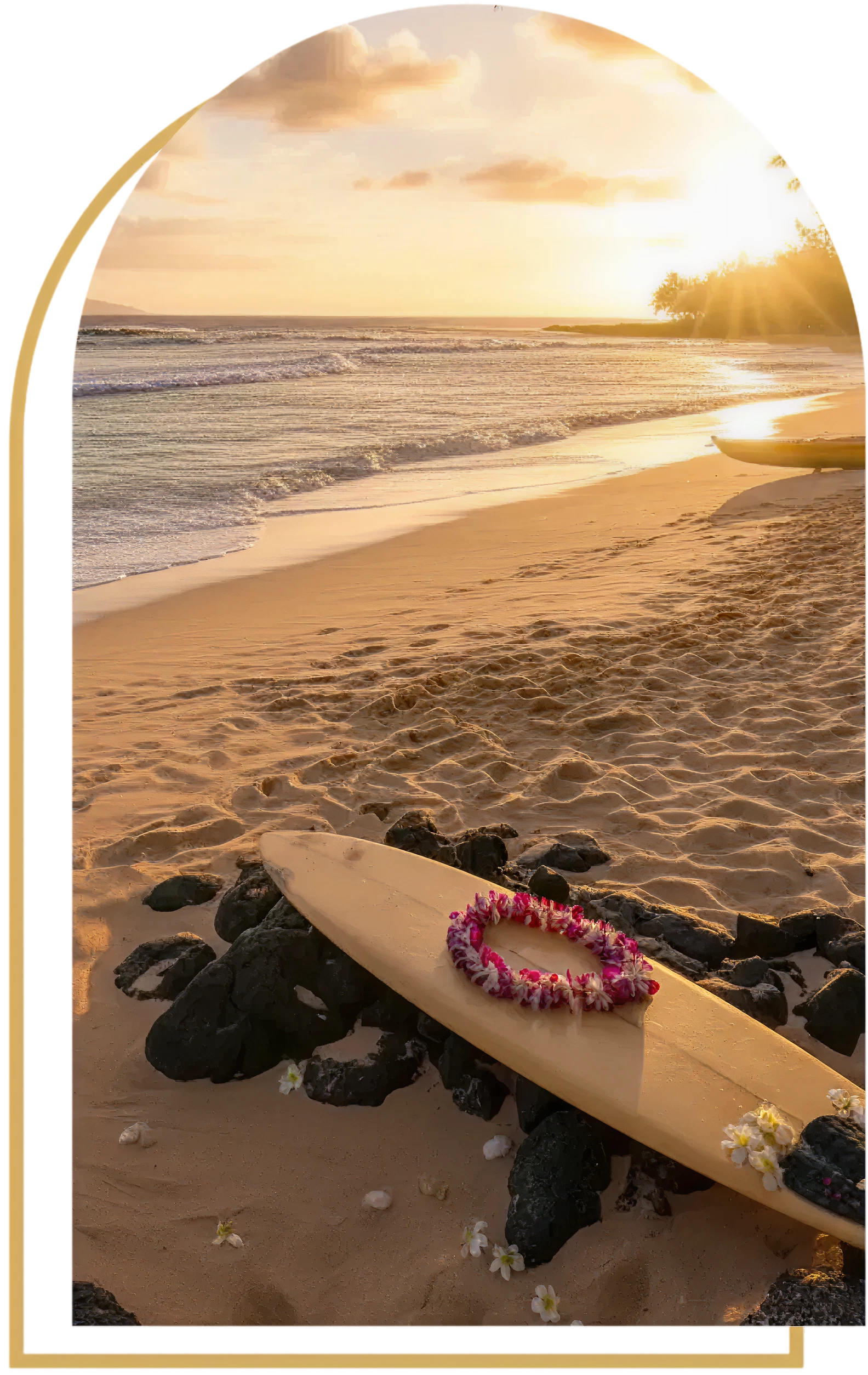 Surfboard and Hawaii scenery