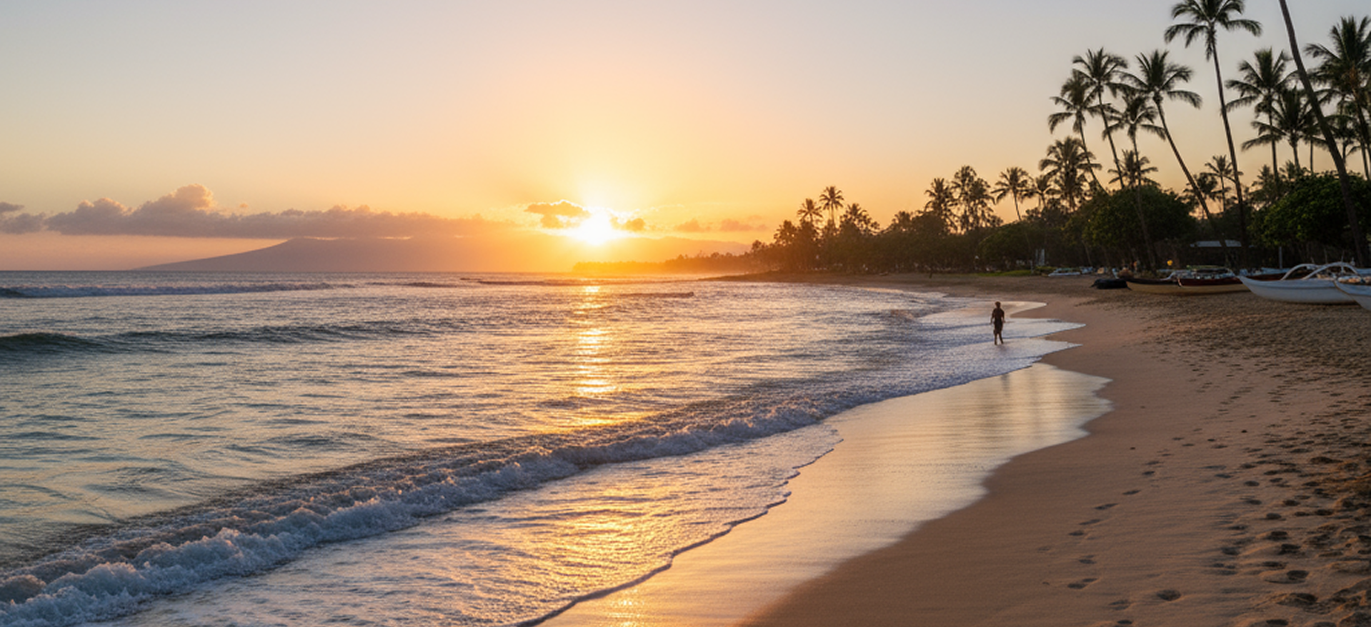 Hawaii sunset beach scenery